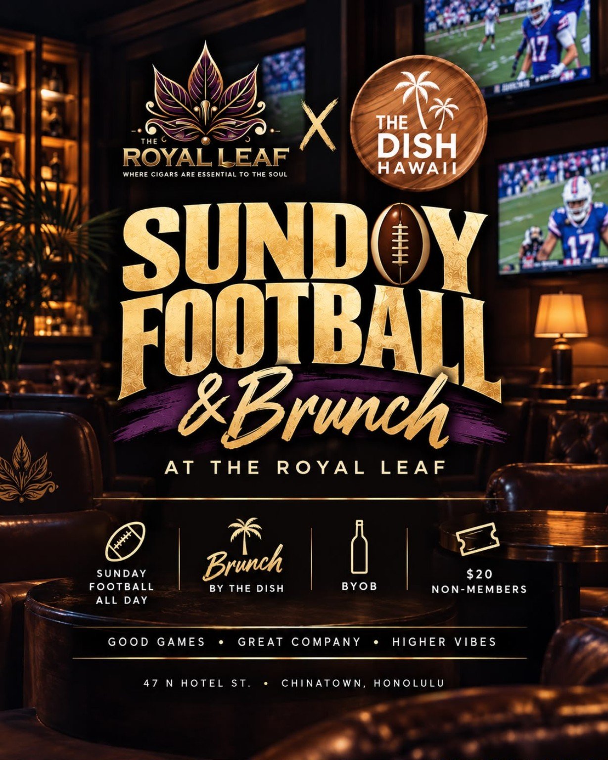 Sunday Football and Brunch at The Royal Leaf with The Dish Hawai'i.
