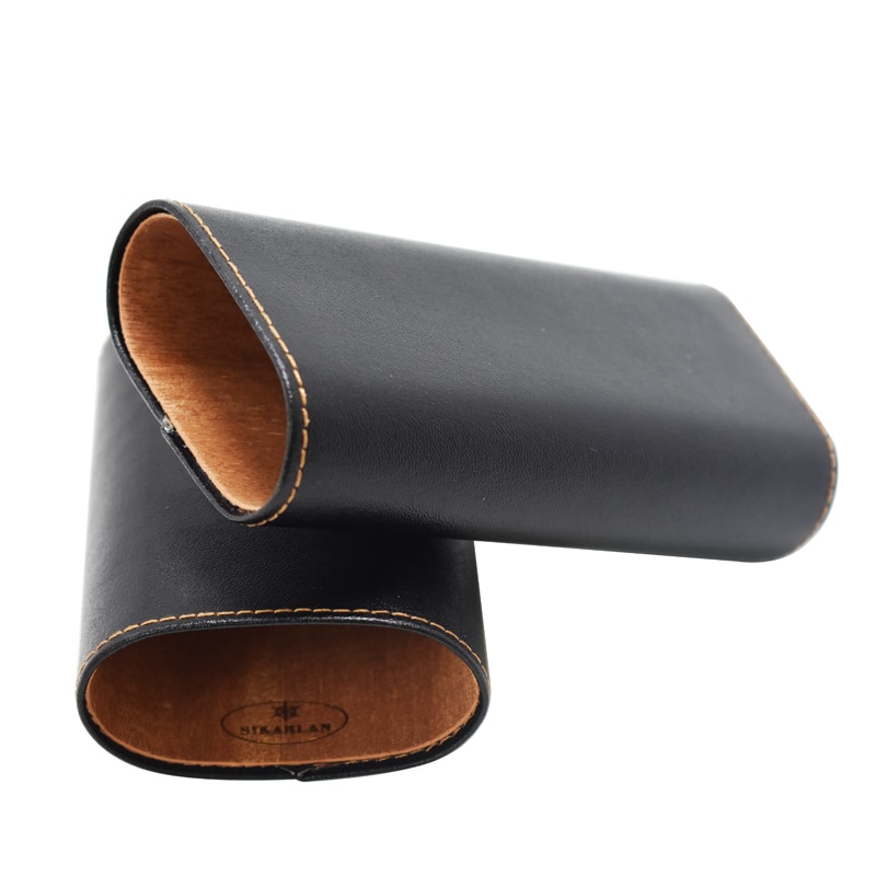Leather and Ebony Wood Cigar Case
