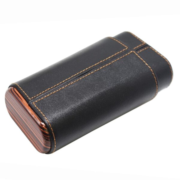Leather and Ebony Wood Cigar Case - Image 4