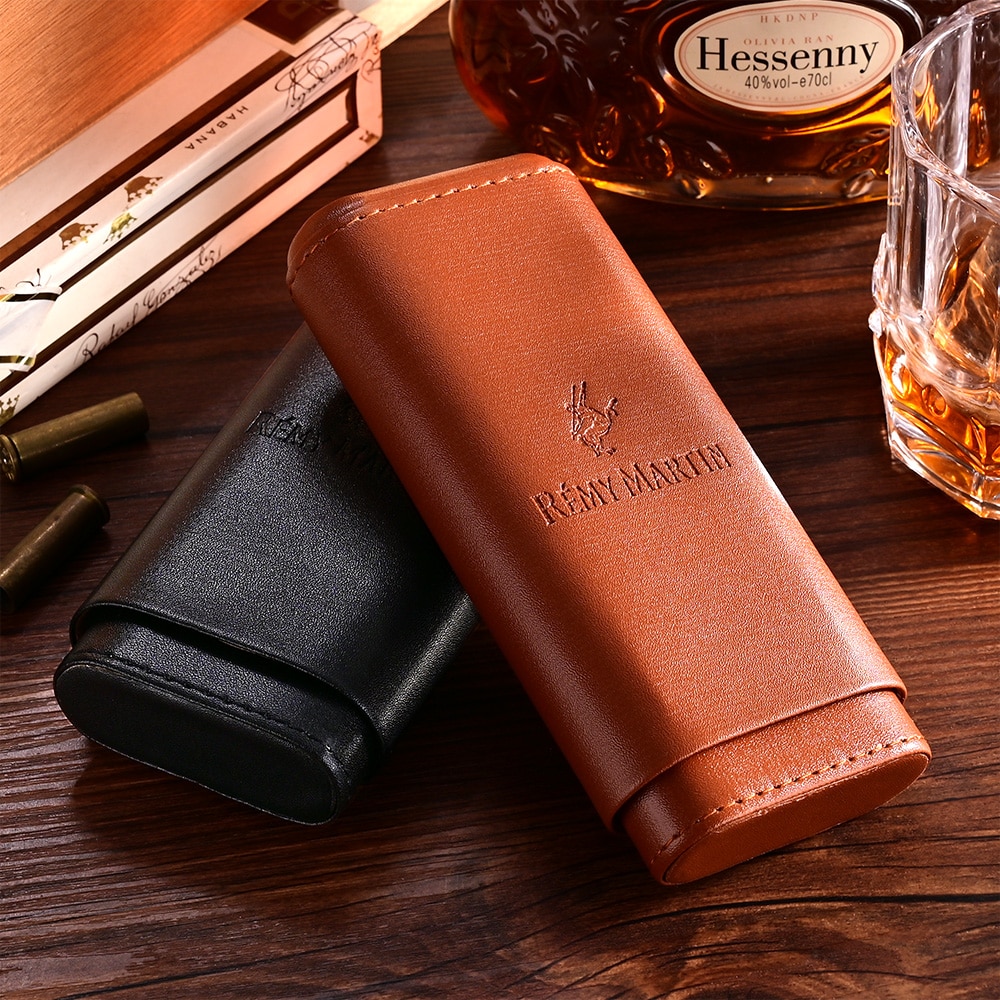 Leather Cigar Case with Built-in Humidor
